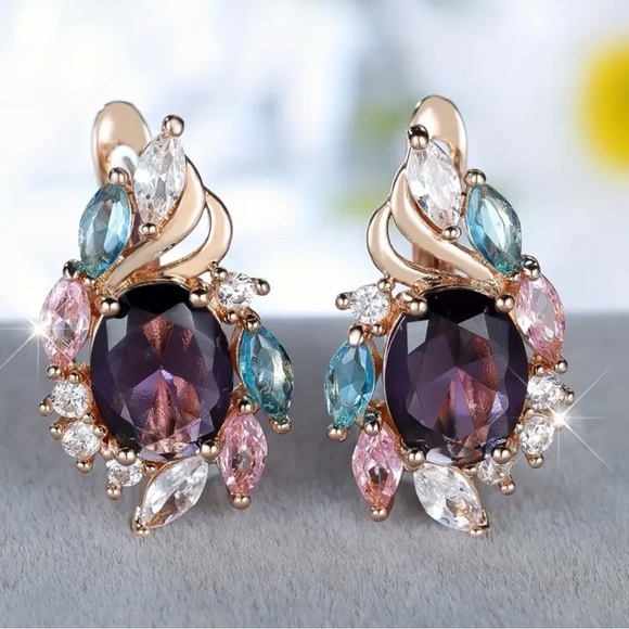 Anthropologie Jewelry - Elegant Multicolor Gemstone Earrings.